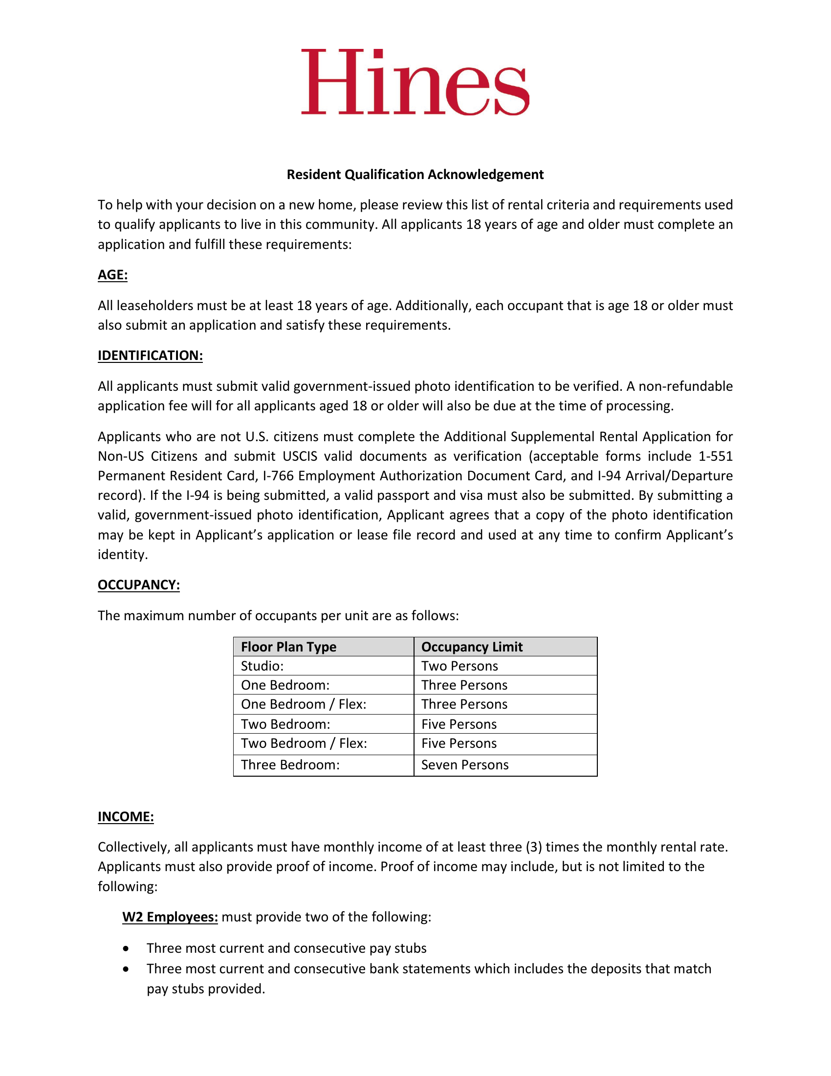 Rental requirements, page 1 of 4