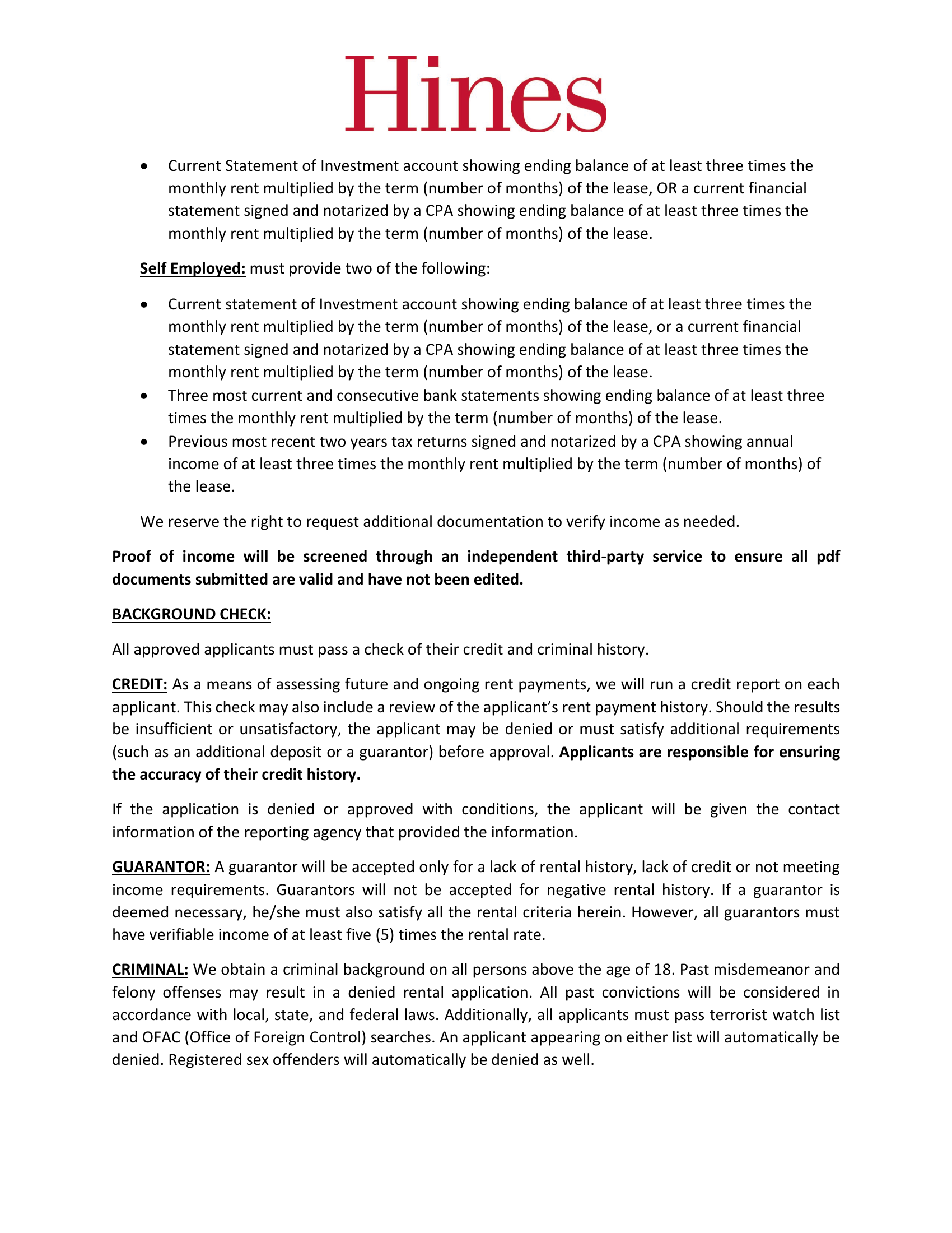 Rental requirements, page 2 of 4