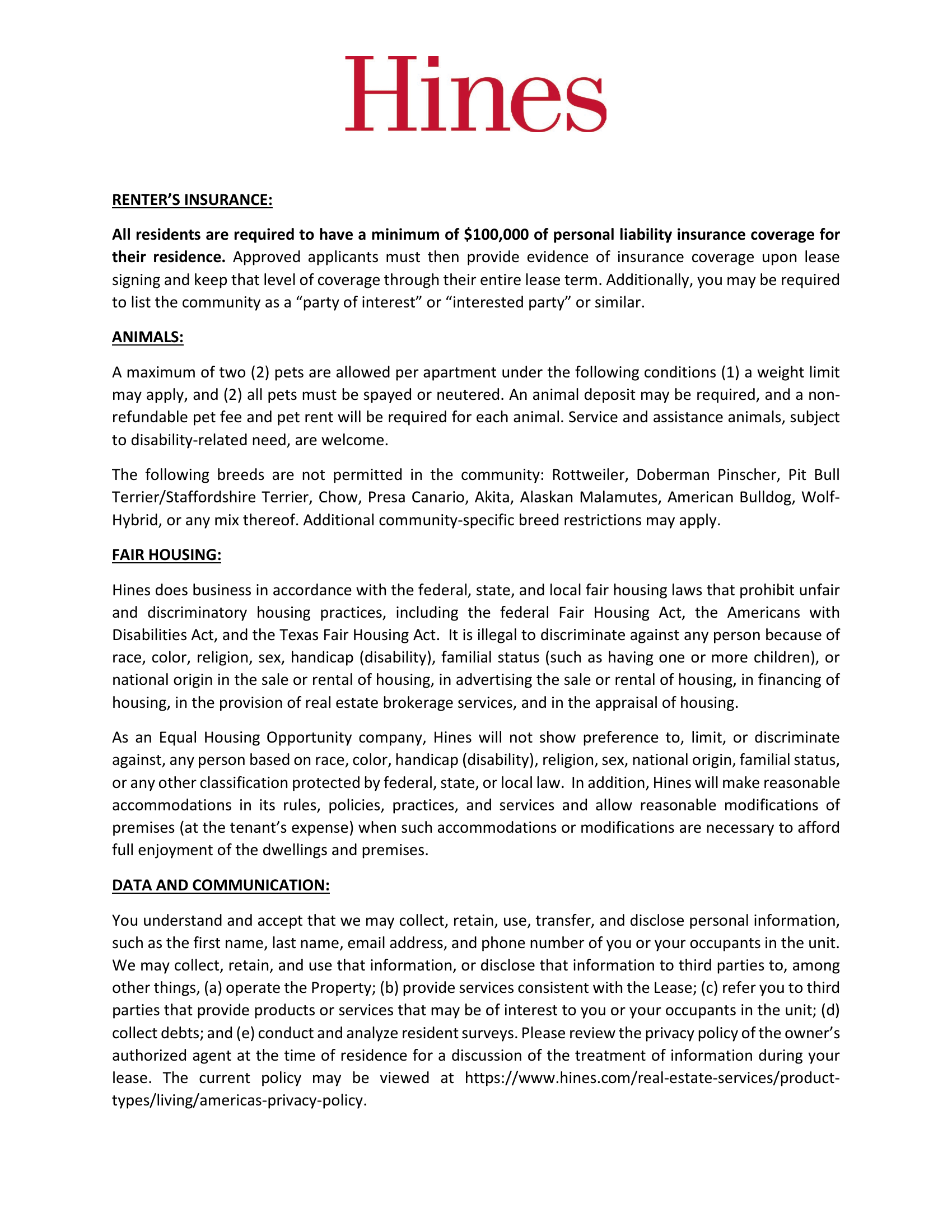 Rental requirements, page 3 of 4
